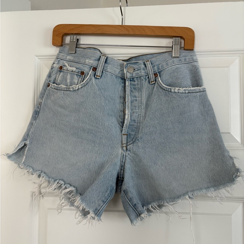 Agolde Light Blue Denim Shorts